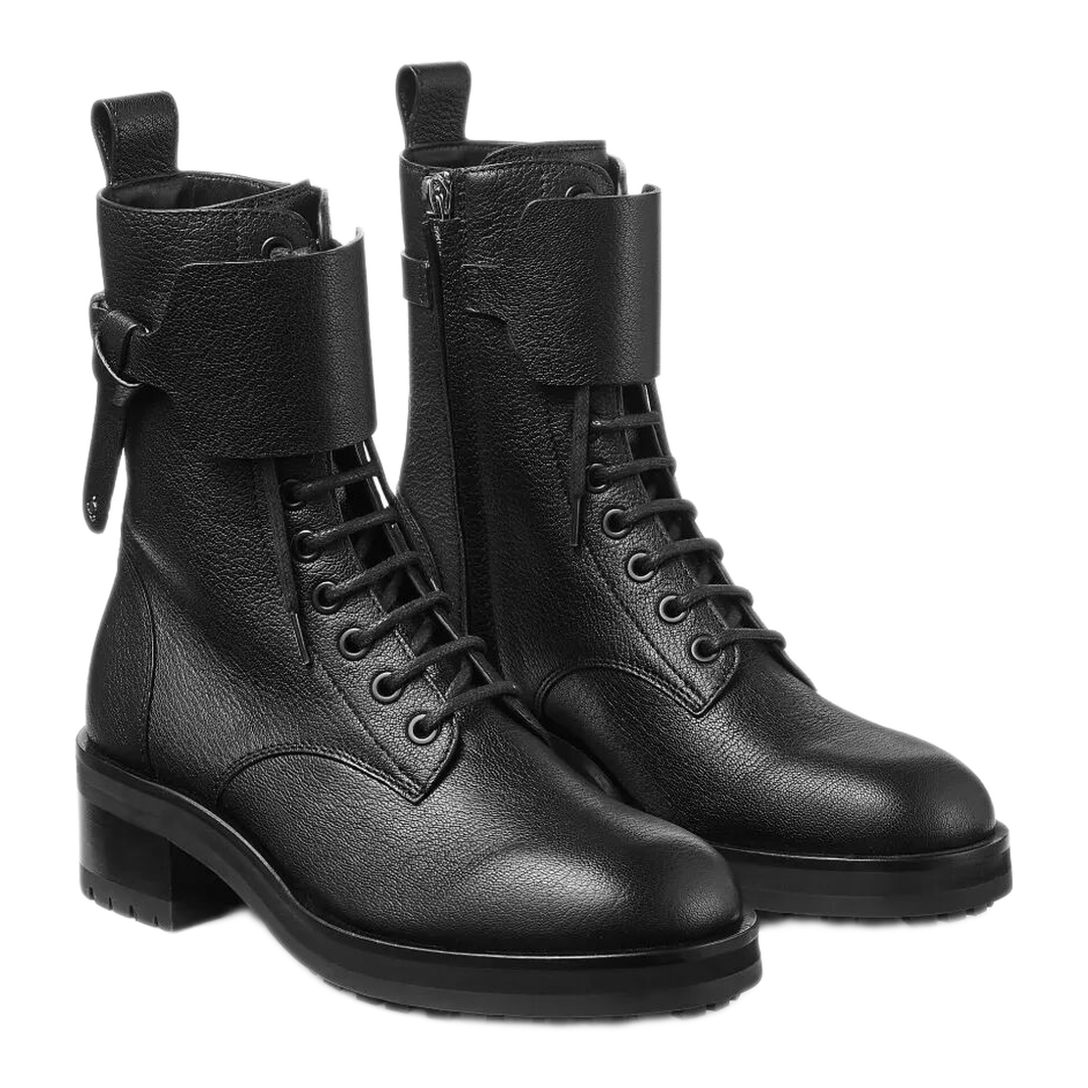 MAYFEYR - Jimmy Choo - Leather Lace-Up Combat Boots - ROSABELFLATGBXBLACK