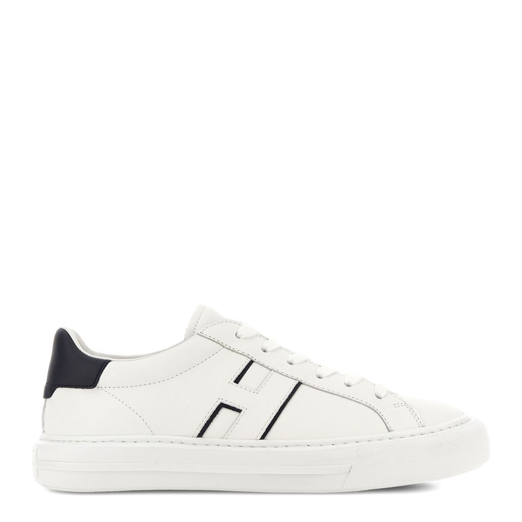 White Logo Design Flat Rubber Sole Lace-Up Closure