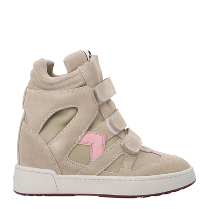 Bekett wedge sneakers in beige/pink suede