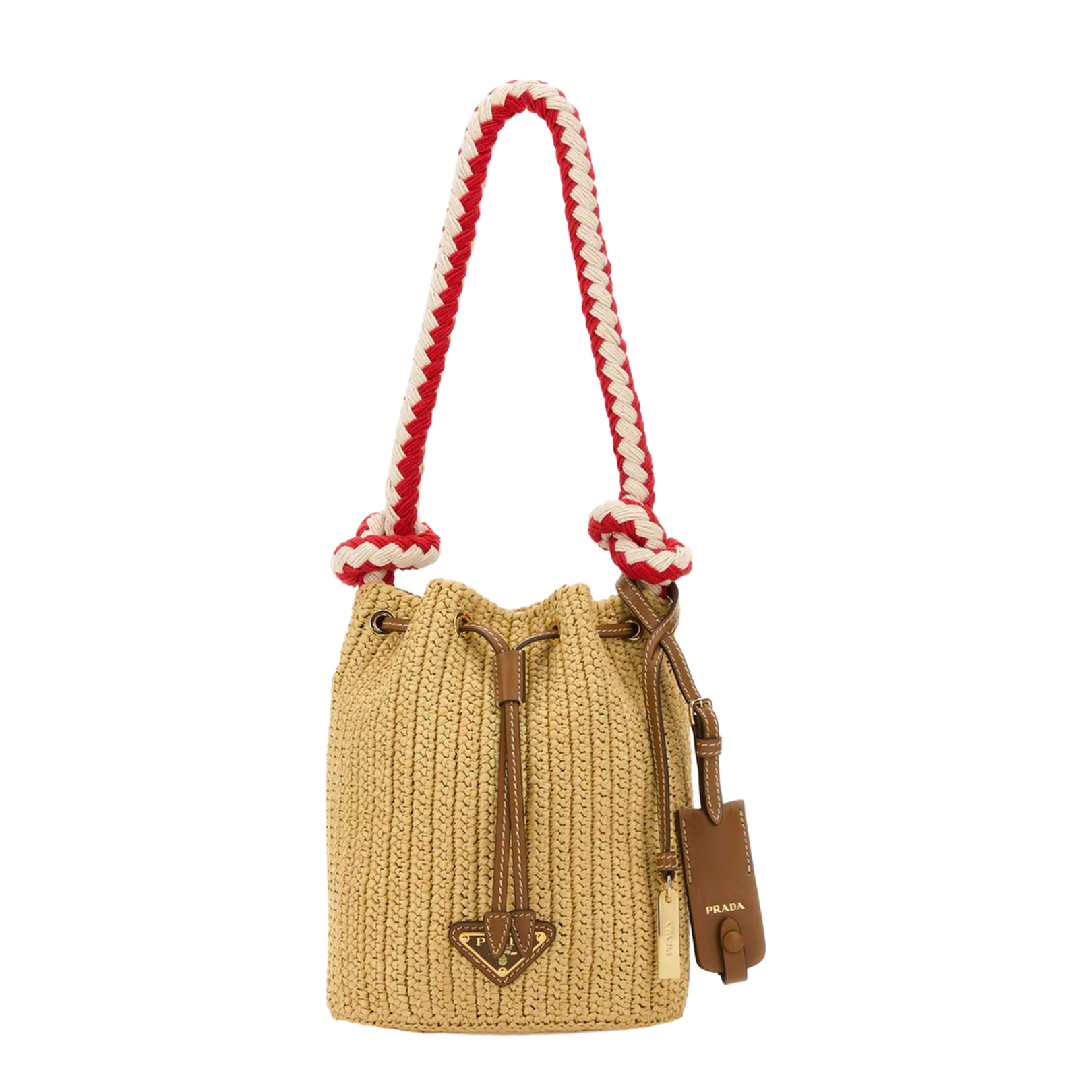 Beige Crochet Mini Bucket Bag