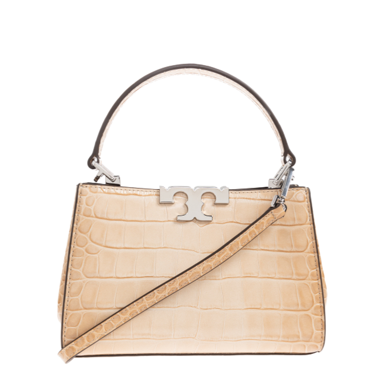 Embossed Leather Compact Trapezoid Bag