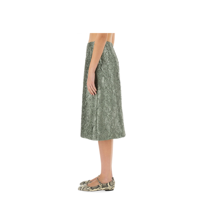 Ruched Satin Midi Skirt