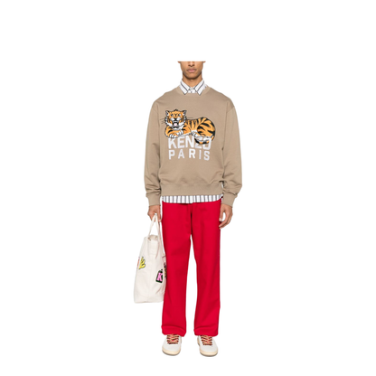 Happy Tiger Embroidered Sweatshirt in Cotton