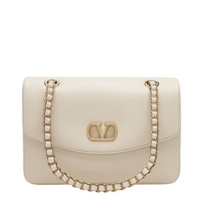 Djuna Medium Nappa Leather Chain Shoulder Bag - Ren Ivory White