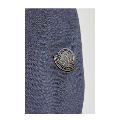 Blue Padded Wool & Cashmere Zip-Up Cardigan