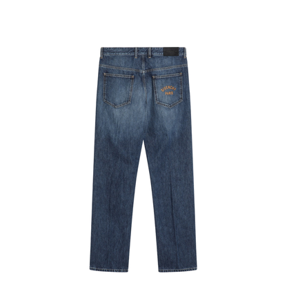 Straight Jeans Dark Blue Washed Effect