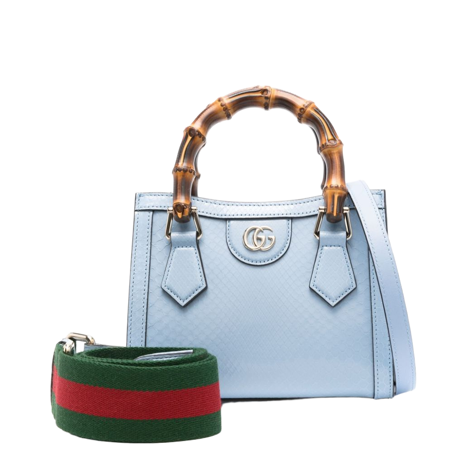 Diana Leather Tote Bag - Pastel Blue