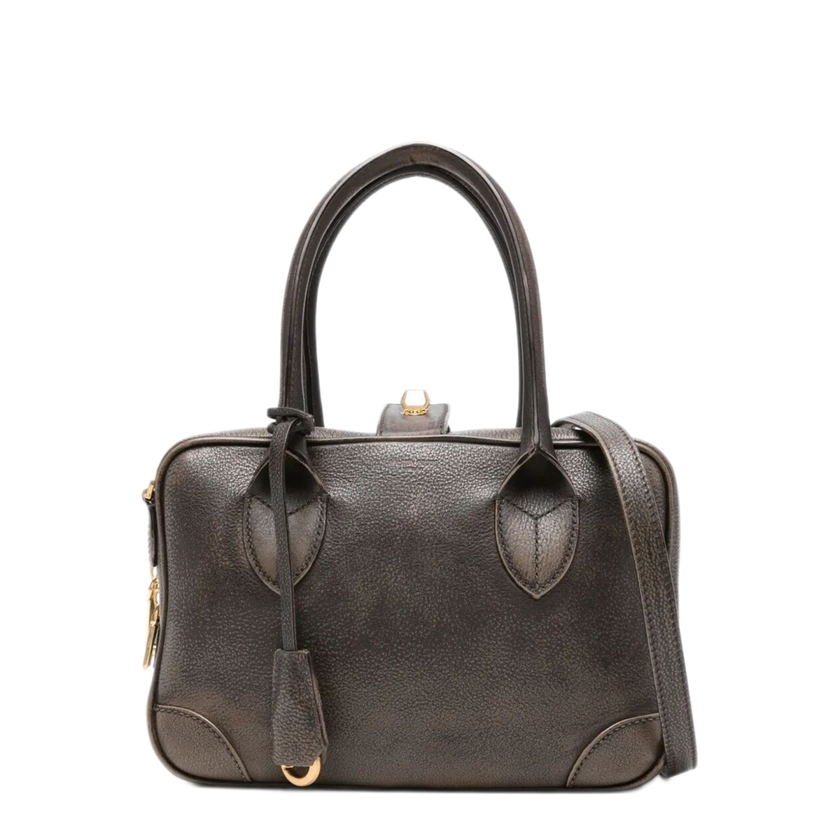 Vita Cowhide Top-Handle Bag - Crema/Marrone
