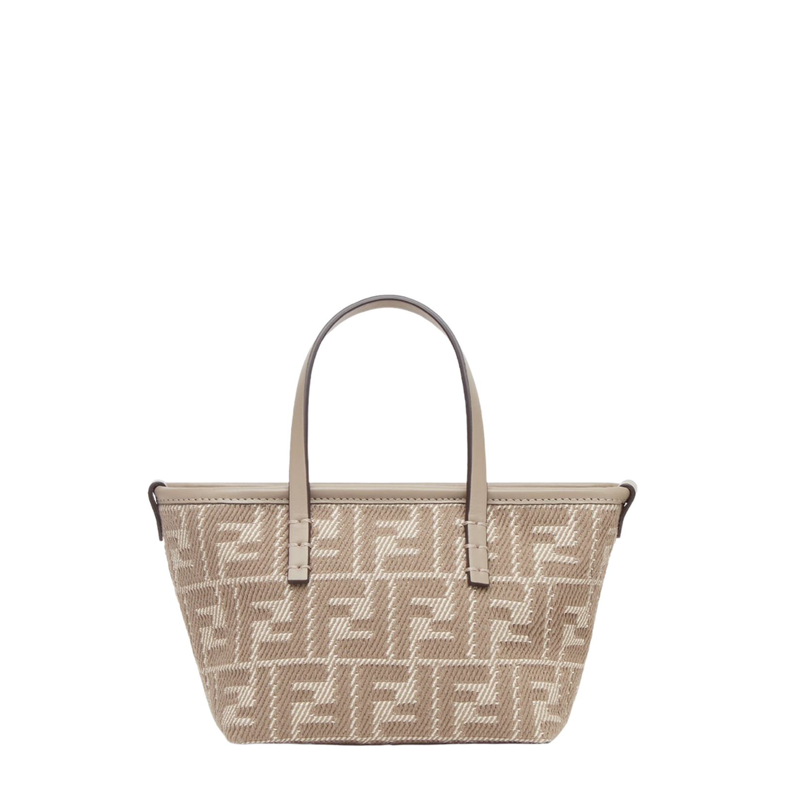 Roll Mini Canvas Top Handle Bags - Beige