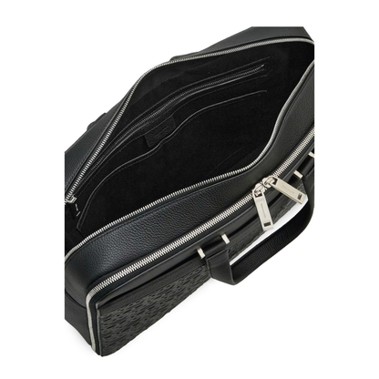 Gancini Embossed Calfskin Briefcase - Black