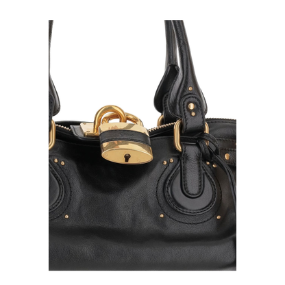 Paddington Grained Leather Handbag - Black