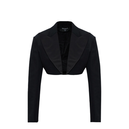 Cropped Grain de Poudre Jacket Black