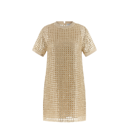 Dazzling Knitted Mini Dress - Yellow