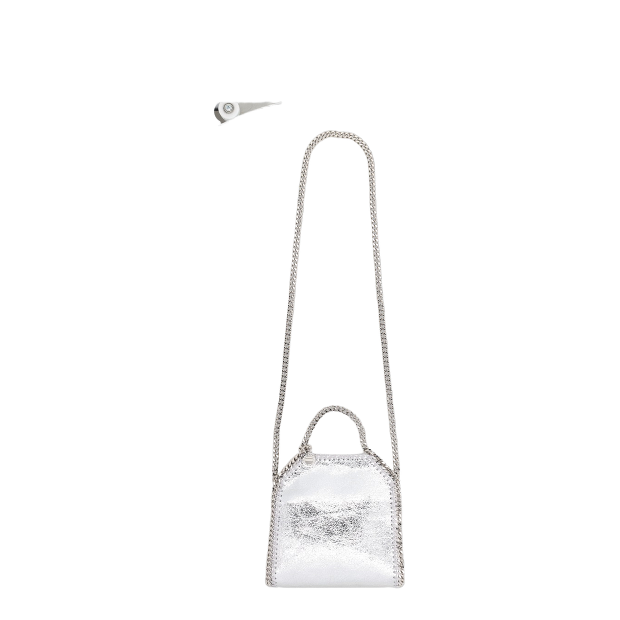Falabella Tiny Cracked Metallic Polyester Tote Bag - Silver