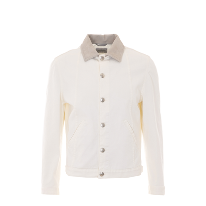 Button-Up Denim Jacket White
