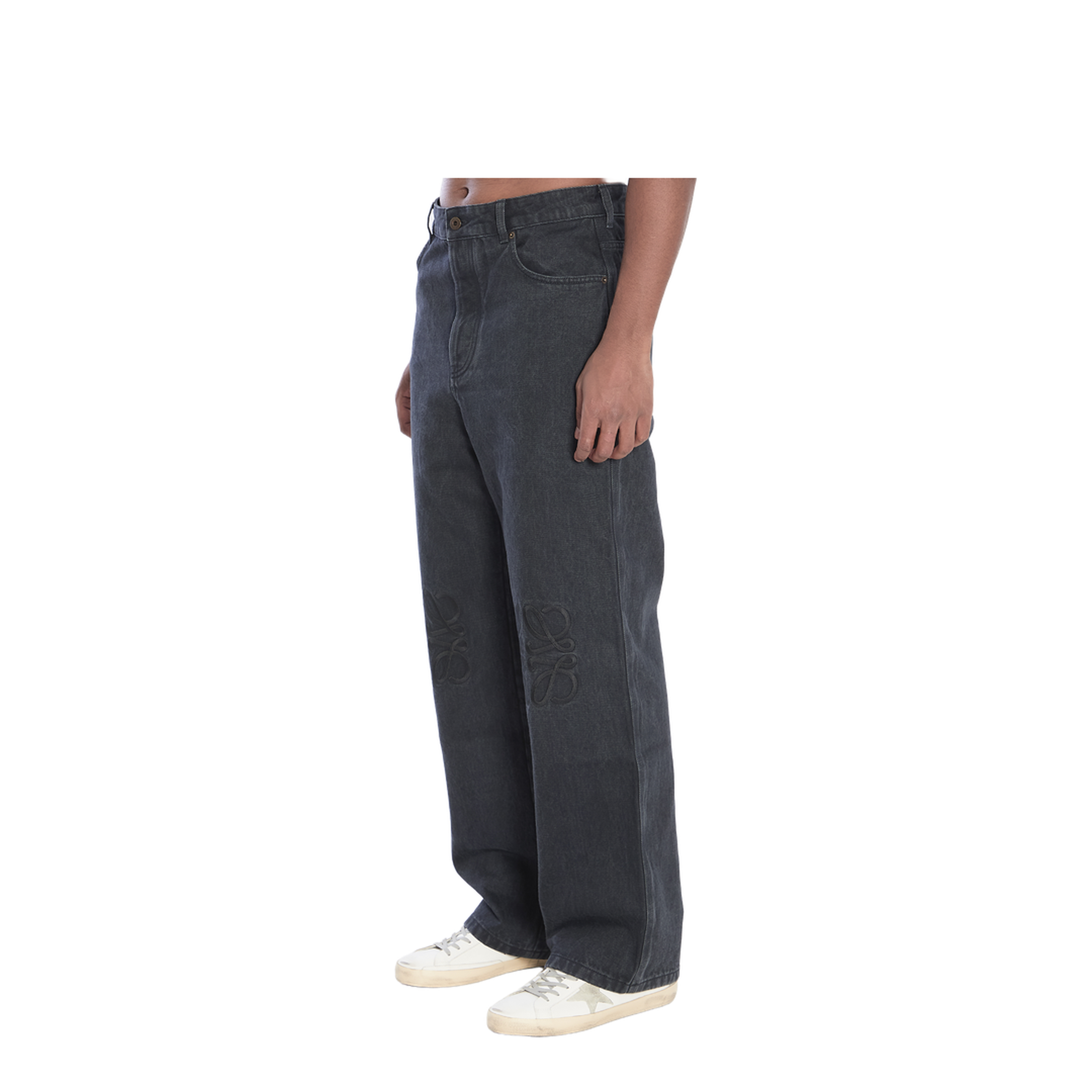 Anagram Baggy Jeans in Denim Black