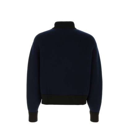 Dark Blue Wool Blend Cardigan