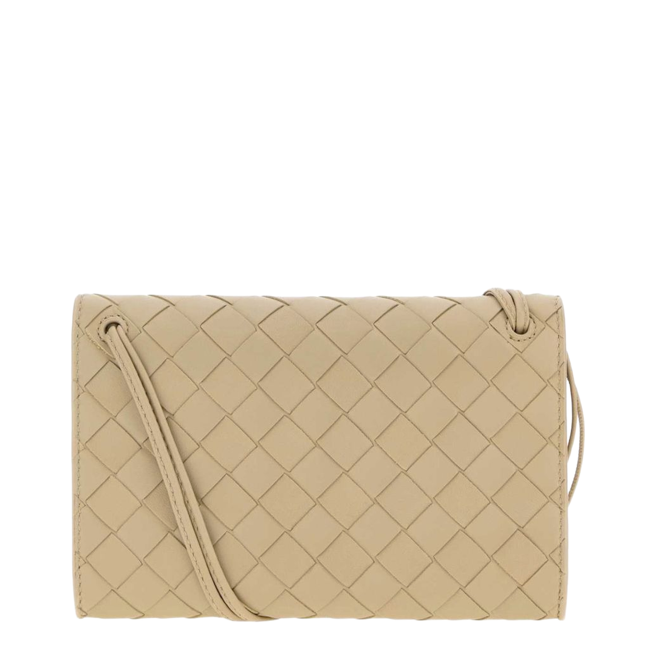 Andiamo Leather Pouch On Strap - Ecru