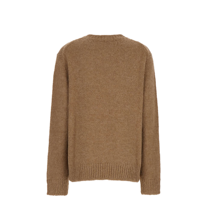 Oversized Beige Sweater With Ribbed Trim In Wool