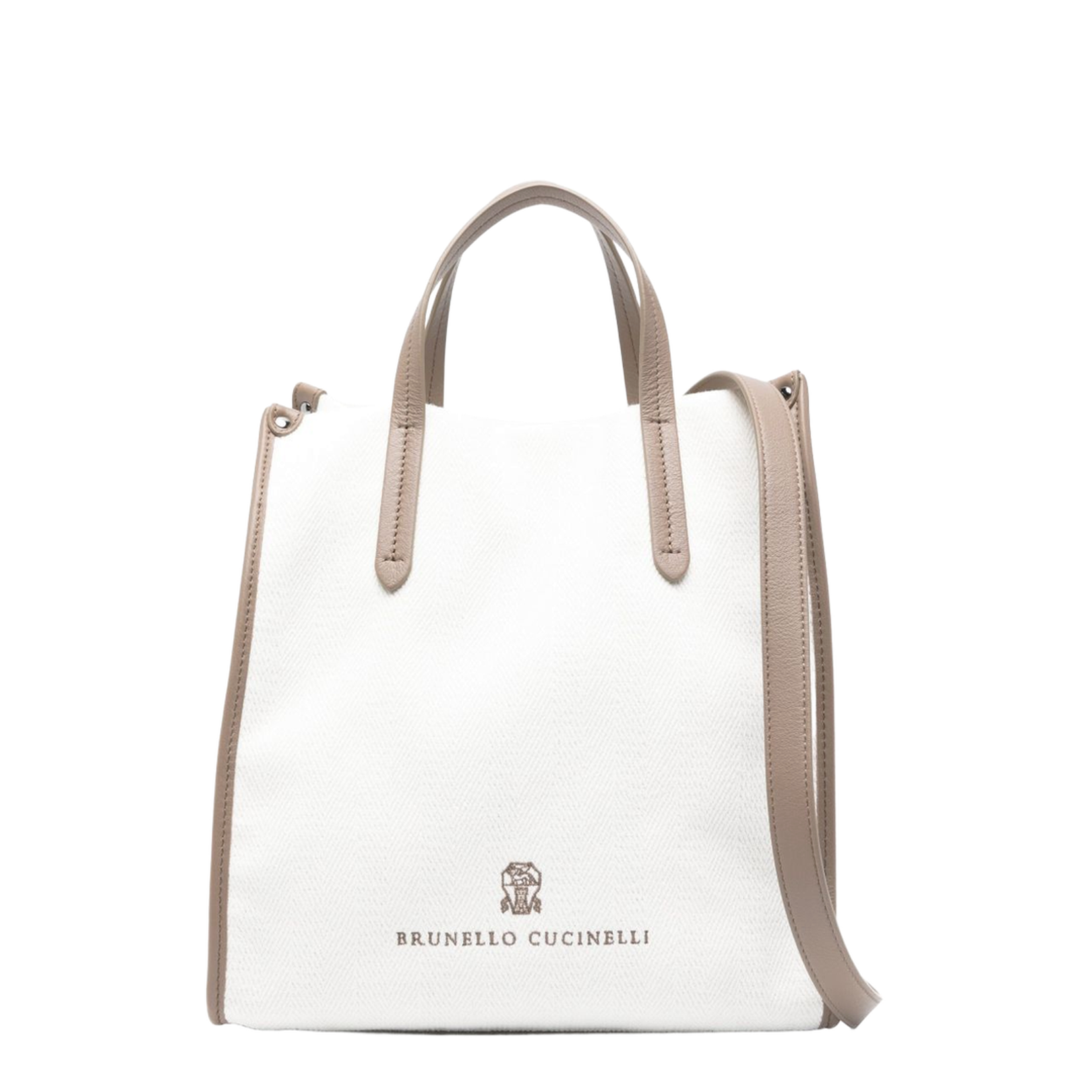 White Cotton-Linen Shoulder Bag