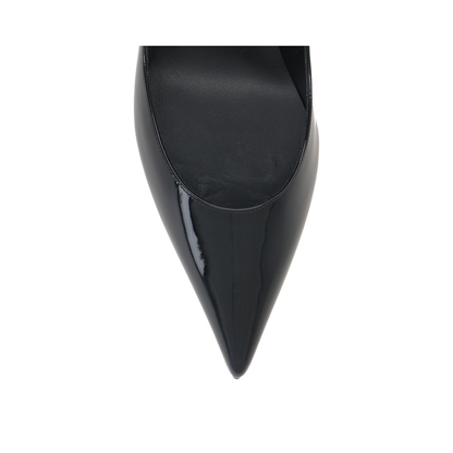 Black Patent Leather Pointed Toe Low Heel Slip-On