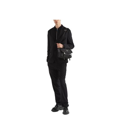 Re-Nylon Saffiano Leather Shoulder Bag - Black