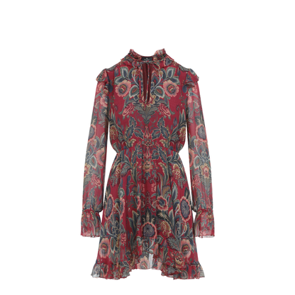 Silk Blend Mini Dress Red