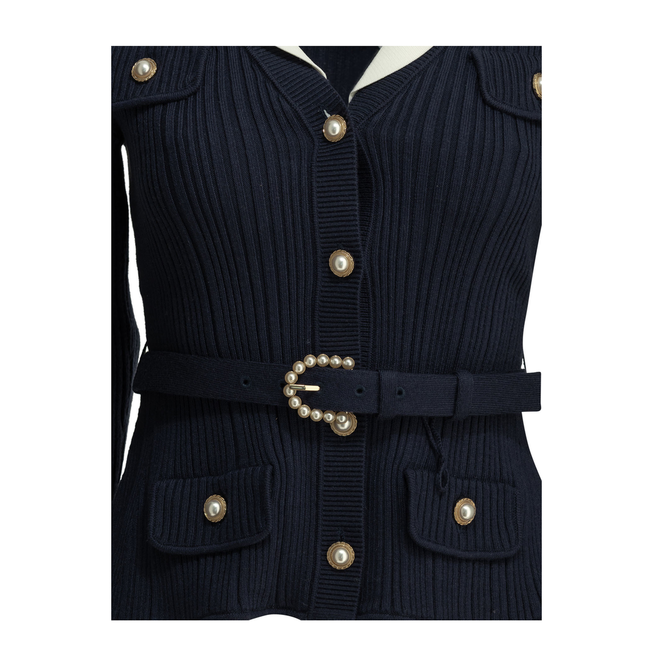 MAYFEYR - Self Portrait - Woven Knit Cardigan - PF26131CNNAVY