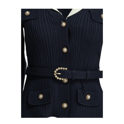 MAYFEYR - Self Portrait - Woven Knit Cardigan - PF26131CNNAVY