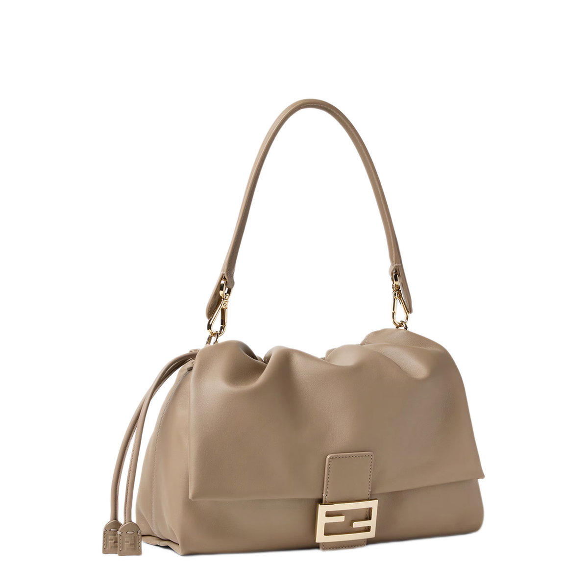 Baguette Soft Large Lambskin One Shoulder Bag - Taupe