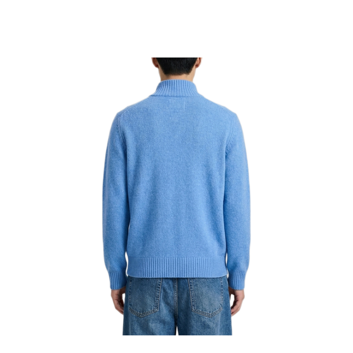 MAYFEYR - Guest In Residence - Delft Blue Half Zip Turtleneck - M25210RMDLFBL