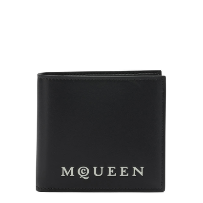 Alexander McQueen McQueen Bifold Wallet With Logo In Black Calfskin