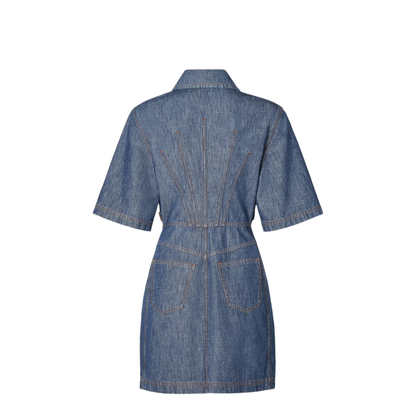 Navy Blue Chambray Dress