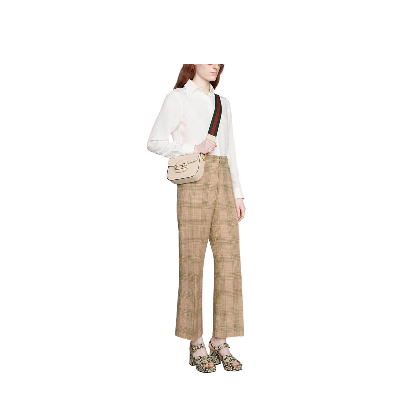 Horsebit 1955 Small Canvas Shoulder Bag - Cream
