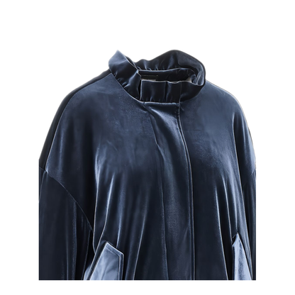 MAYFEYR - Emporio Armani - Navy Blue Velvet Effect Coat - EW004145AF13341UB102