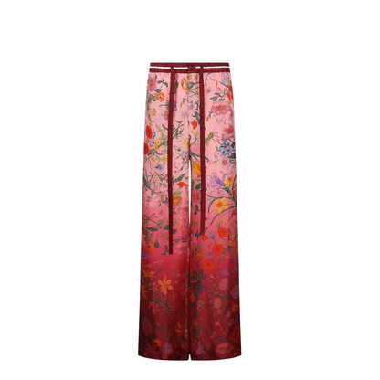 Printed Silk Pants in Pink and Rosso Ancora Red