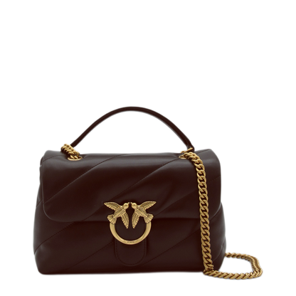 Love Puff Sheep Leather Crossbody - Marrone Marasca Antique Gold