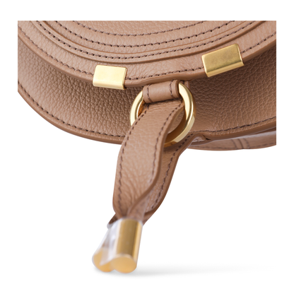 Marcie Small Calfskin Saddle Bag - Light Tan Brown