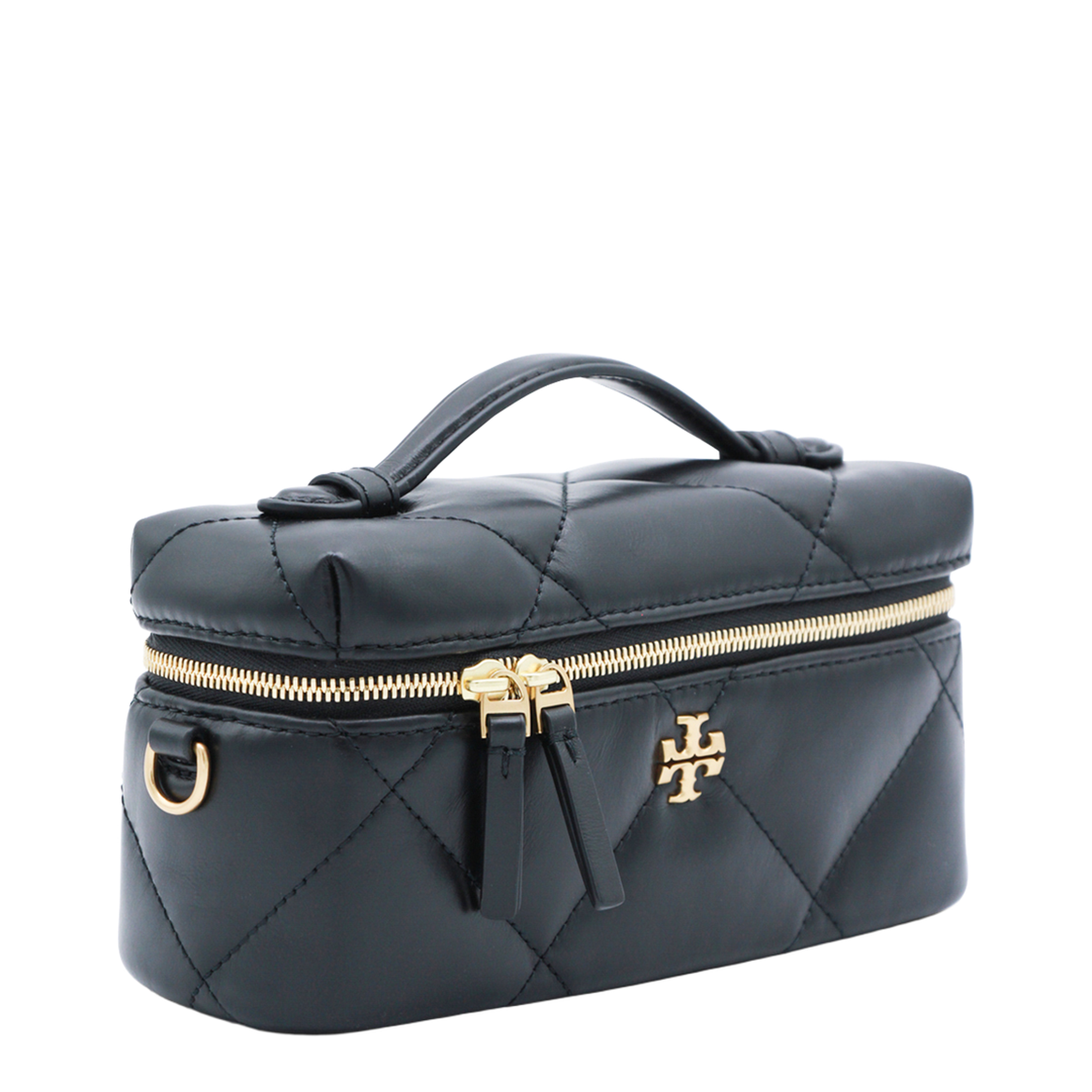 Kira Diamond Quilt Vanity Case - Black
