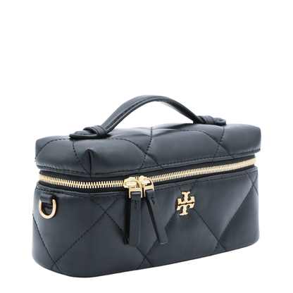 Kira Diamond Quilt Vanity Case - Black