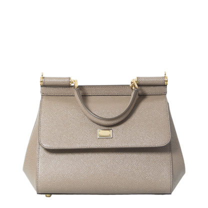 Sicily Medium Calfskin Handbag - Fango