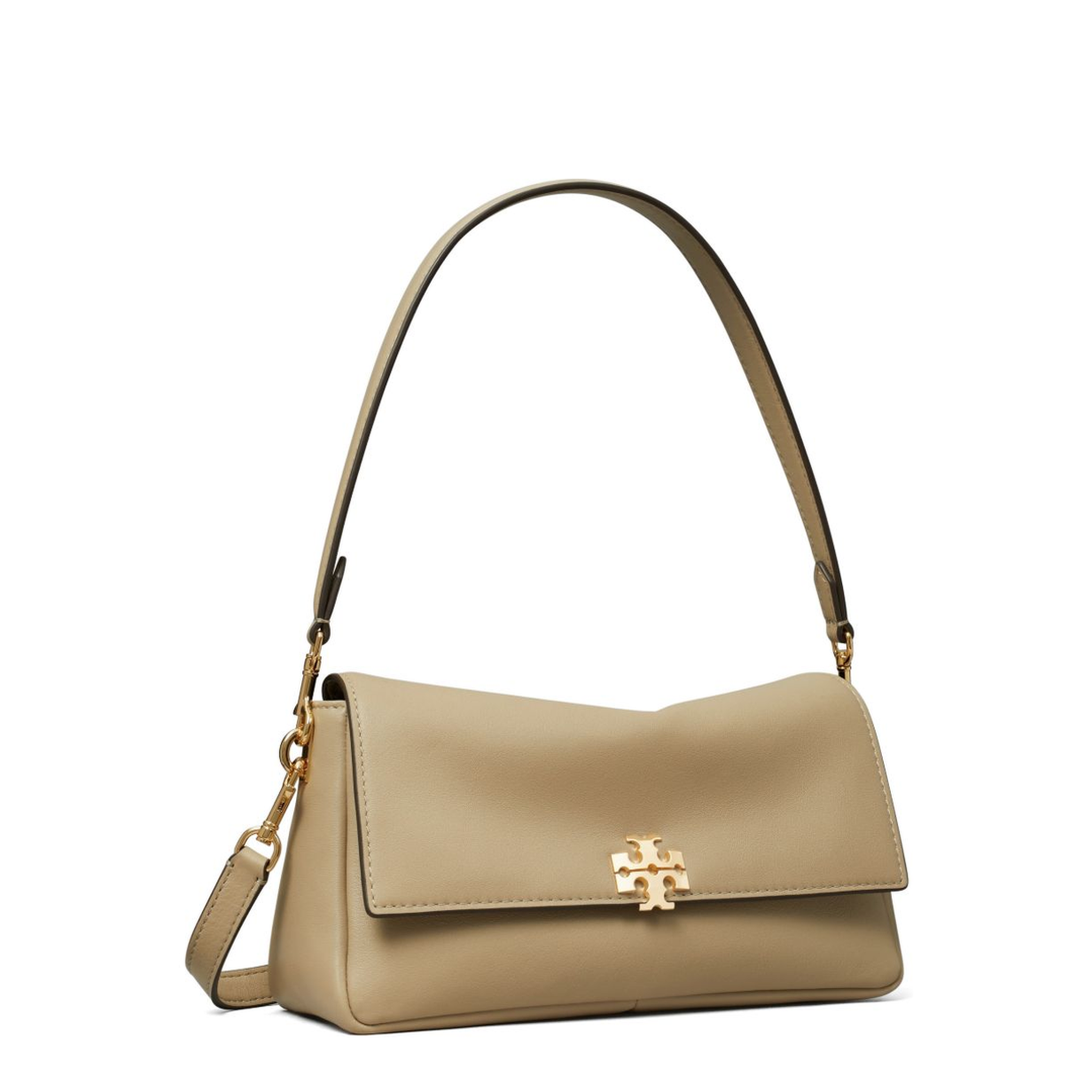 Charlie Small Leather Shoulder Bag - Soft Cement