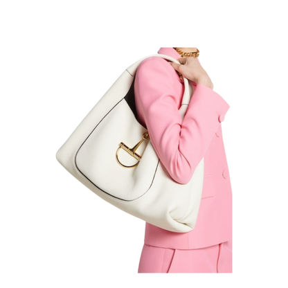 Softbit Maxi Shoulder Bag in White Leather