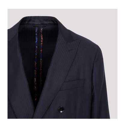 Double Breasted Blazer in Blue Wool