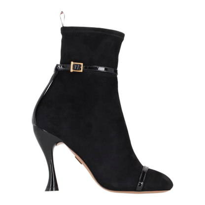 MAYFEYR - Thom Browne - Trompe L'Oeil 4-Bar Sandal Ankle Boot W/ 105Mm Round Curved Heel In Stretch Soft Suede - FFB263AL0178001