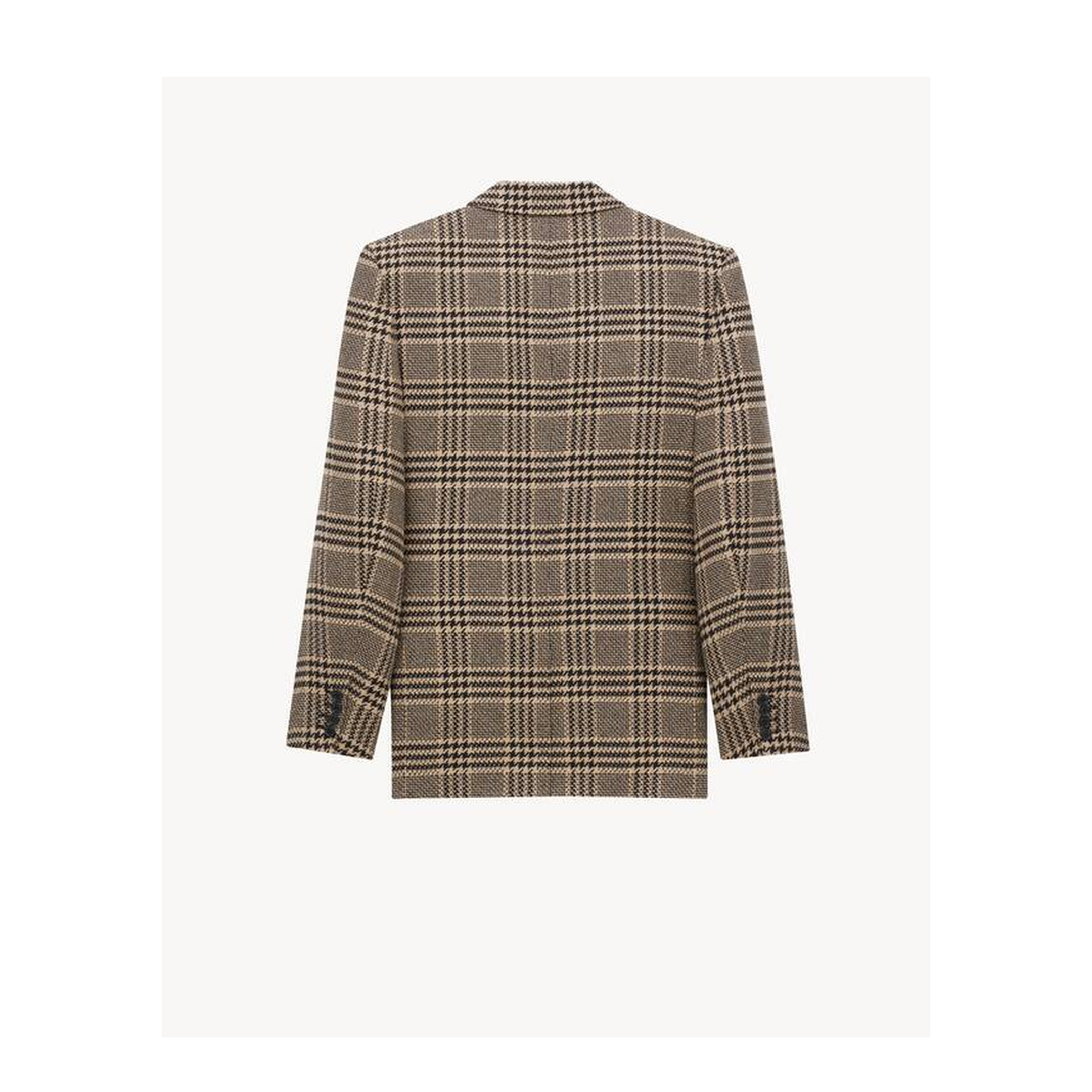 Jacket in Prince of Wales Silk and Cashmere in Black