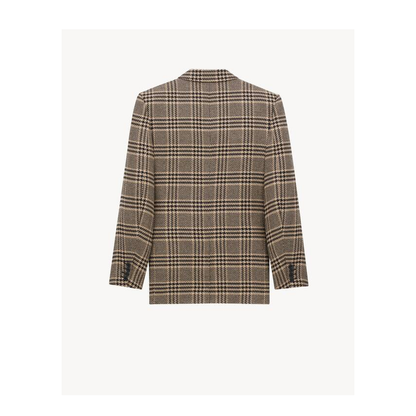 Jacket in Prince of Wales Silk and Cashmere in Black