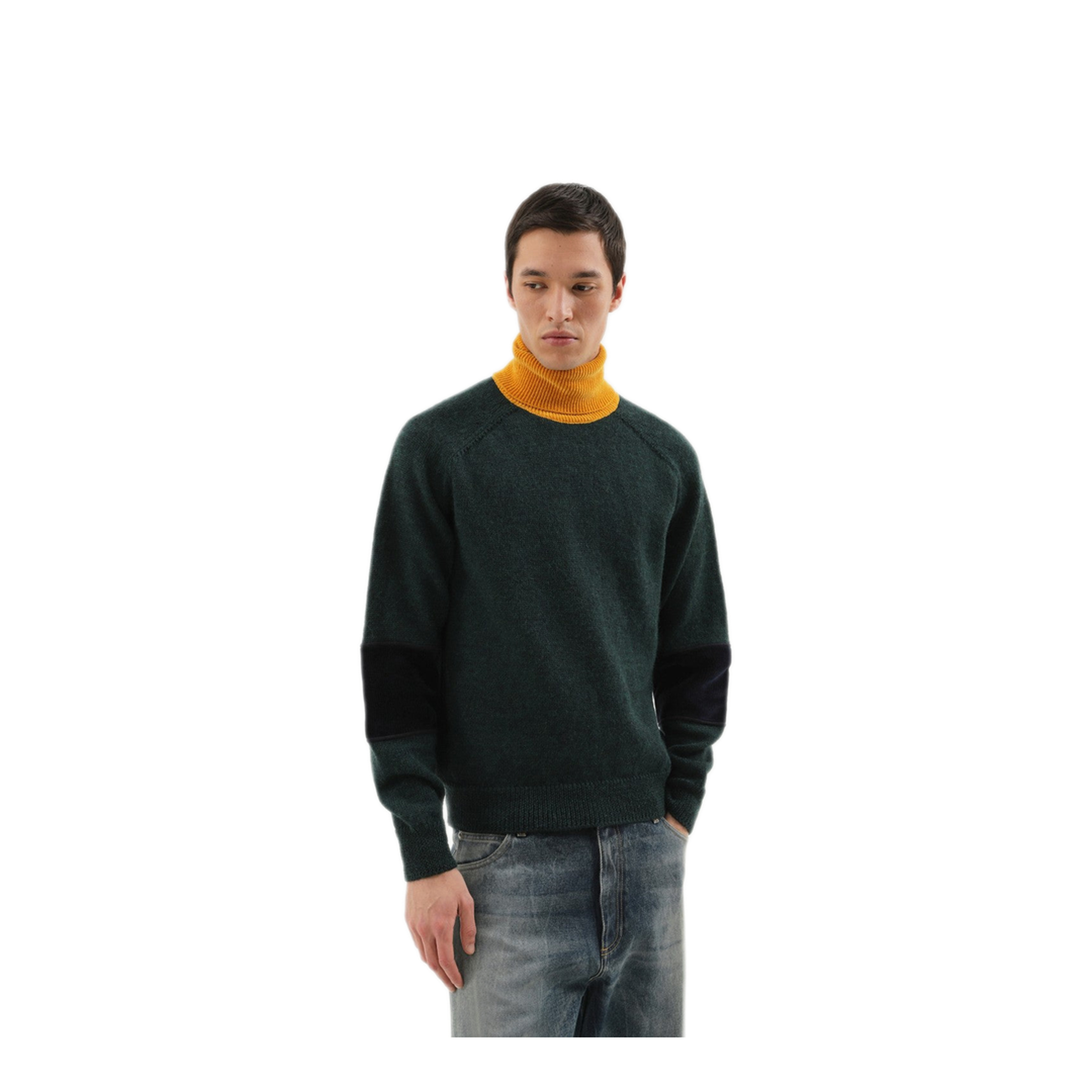 MAYFEYR - 1989 STUDIO - Green And Yellow Turtleneck Sweater - F04MAC002KNI0017200