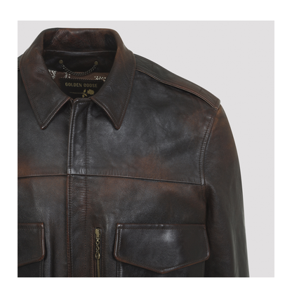 MAYFEYR - Golden Goose - Leather Bomber Jacket - GMP02502P00228855381