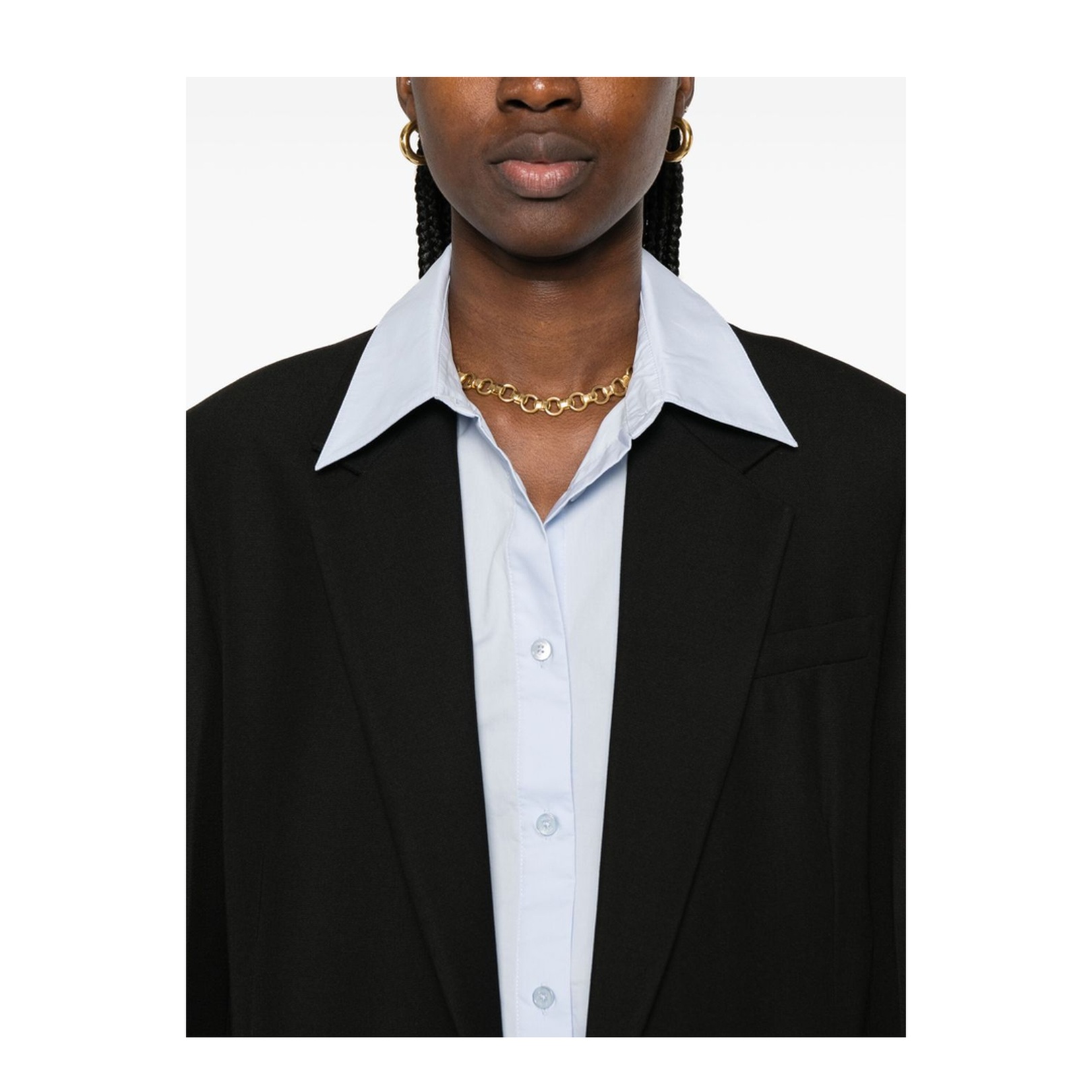 Wool Blend Single-Breasted Blazer Jacket